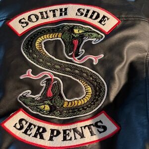 Riverdale South Side Serpents Faux Leather Motorcycle Jacket Black Womens Medium